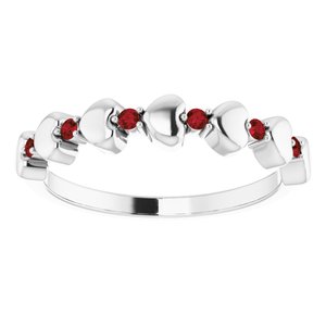 Sterling Silver Mozambique Garnet Stackable Heart Ring         -71999:619:P-ST-WBC