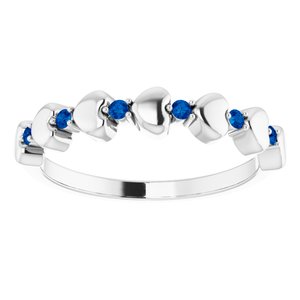 14K White Blue Sapphire Stackable Heart Ring-71999:600:P-ST-WBC