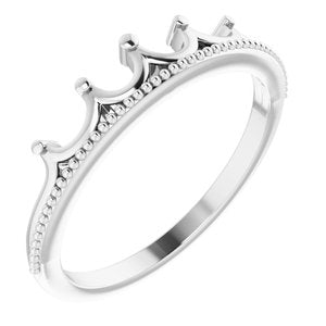 Sterling Silver Stackable Crown Ring -51827:105:P-ST-WBC