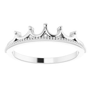 14K White Stackable Crown Ring -51827:101:P-ST-WBC