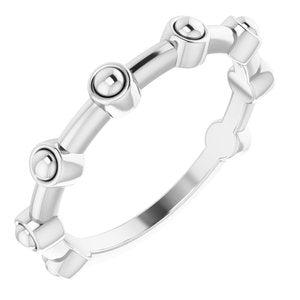 Sterling Silver Beaded Bar Ring-51832:105:P-ST-WBC