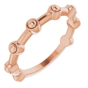 14K Rose Beaded Bar Ring-51832:103:P-ST-WBC