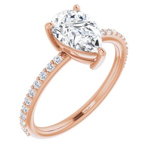 14K Rose 9x6 mm Pear  Forever One‚Ñ¢ Moissanite & 1/5 CTW Diamond Engagement Ring  -653391:707:P-ST-WBC