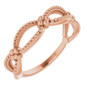 14K Rose Beaded Stackable Ring -51836:103:P-ST-WBC