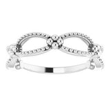 14K White Beaded Stackable Ring -51836:101:P-ST-WBC