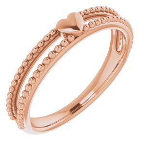 14K Rose Milgrain Stackable Heart Ring     -51828:103:P-ST-WBC