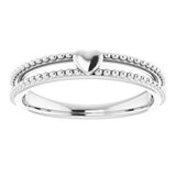 Platinum Milgrain Stackable Heart Ring     -51828:104:P-ST-WBC