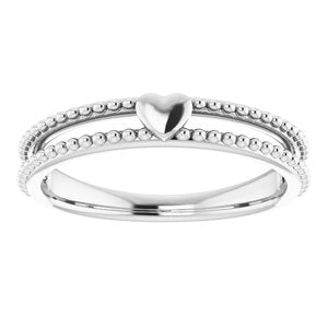 Platinum Milgrain Stackable Heart Ring     -51828:104:P-ST-WBC