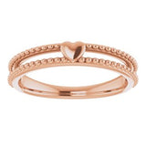 14K Rose Milgrain Stackable Heart Ring     -51828:103:P-ST-WBC