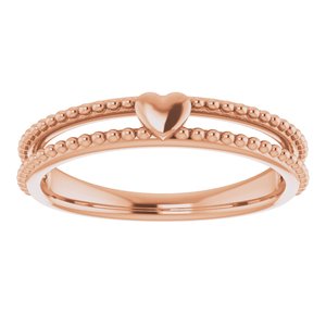 14K Rose Milgrain Stackable Heart Ring     -51828:103:P-ST-WBC