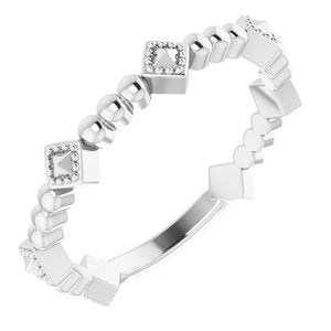 14K White Stackable Pyramid Ring -51833:101:P-ST-WBC