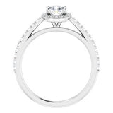 14K White 5 mm Cushion Forever One‚Ñ¢ Moissanite & 1/4 CTW Diamond Engagement Ring -653382:681:P-ST-WBC