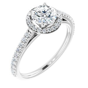 Platinum 6 mm Round Forever One‚Ñ¢ Moissanite & 1/4 CTW Diamond Engagement Ring -653382:612:P-ST-WBC