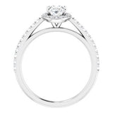 14K White 7x5 mm Oval Forever One‚Ñ¢ Moissanite & 1/4 CTW Diamond Engagement Ring -653382:657:P-ST-WBC