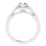 14K White 6 mm Cushion Forever One‚Ñ¢ Moissanite & 1/4 CTW Diamond Engagement Ring -653382:689:P-ST-WBC