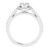 14K White 8x6 mm Oval Forever One‚Ñ¢ Moissanite & 1/4 CTW Diamond Engagement Ring -653382:665:P-ST-WBC