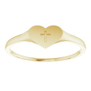 14K Yellow Heart & Cross Ring Size 3-19351:267359:P-ST-WBC