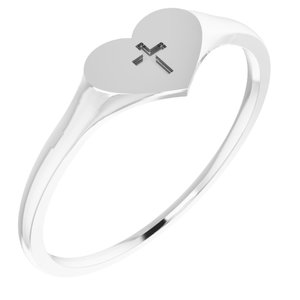 Sterling Silver Heart & Cross Ring Size 3-19351:102:P-ST-WBC