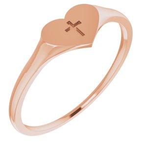 14K Rose Heart & Cross Ring Size 5-19351:108:P-ST-WBC