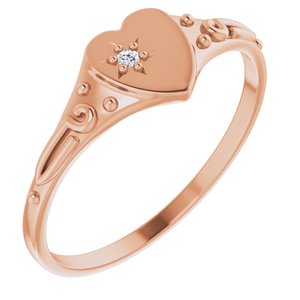 14K Rose .01 Diamond Heart Ring Size 5-19356:602:P-ST-WBC