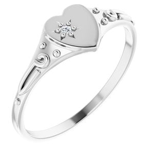 Platinum .01 Diamond Heart Ring Size 5-19356:603:P-ST-WBC