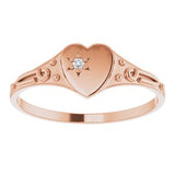 14K Rose .01 Diamond Heart Ring Size 5-19356:602:P-ST-WBC