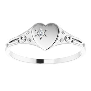 Platinum .01 Diamond Heart Ring Size 5-19356:603:P-ST-WBC