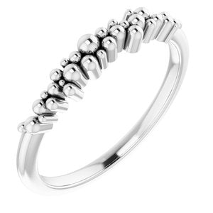 14K White Stackable Scattered Bead Ring -51831:101:P-ST-WBC