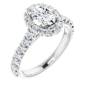 14K White 7x5 mm Oval Forever One‚Ñ¢ Moissanite & 3/4 CTW Diamond Engagement Ring  -653384:657:P-ST-WBC
