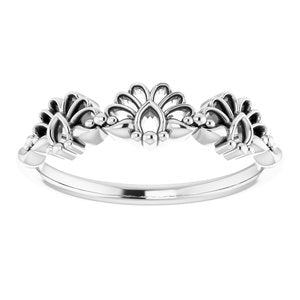 Sterling Silver Vintage-Inspired Stackable Ring -51859:105:P-ST-WBC