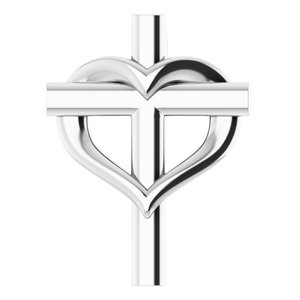 Sterling Silver Youth Cross with Heart Pendant  -R45399:105:P-ST-WBC