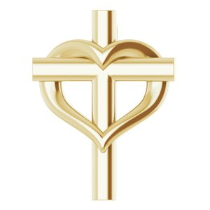 14K Yellow Youth Cross with Heart Pendant  -R45399:102:P-ST-WBC