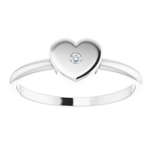 Platinum .01 CT Diamond Solitaire Heart Youth Ring -19402:603:P-ST-WBC