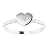 14K White .01 CT Diamond Solitaire Heart Youth Ring -19402:600:P-ST-WBC