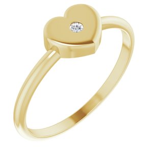 14K Yellow .01 CT Diamond Solitaire Heart Youth Ring -19402:601:P-ST-WBC