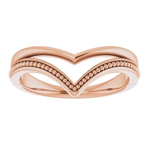 14K Rose Beaded V Ring -51878:103:P-ST-WBC