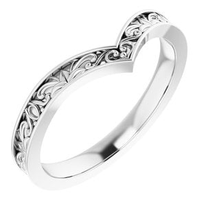 14K White Vintage-Inspired "V" Ring  -51882:101:P-ST-WBC