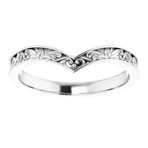 14K White Vintage-Inspired "V" Ring  -51882:101:P-ST-WBC