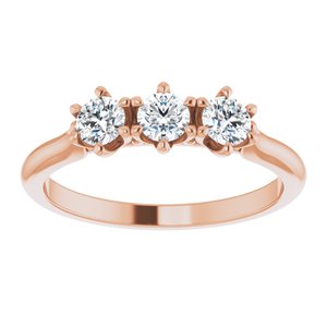 14K Rose 1/2 CTW Diamond Three-Stone Anniversary Band -123903:606:P-ST-WBC