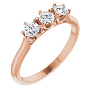 14K Rose 1/2 CTW Diamond Three-Stone Anniversary Band -123903:606:P-ST-WBC