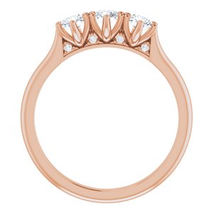 14K Rose 1/2 CTW Diamond Three-Stone Anniversary Band -123903:606:P-ST-WBC