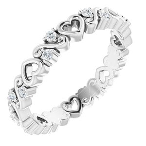 Platinum 1/8 CTW Heart Diamond Eternity Band Size 4.5-124085:607:P-ST-WBC