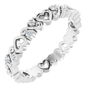 14K White 1/8 CTW Heart Diamond Eternity Band Size 5-124085:608:P-ST-WBC