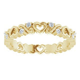 14K Yellow 1/8 CTW Heart Diamond Eternity Band Size 4.5-124085:605:P-ST-WBC