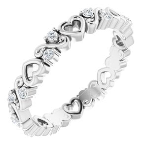 14K White 1/8 CTW Heart Diamond Eternity Band Size 5.5-124085:612:P-ST-WBC