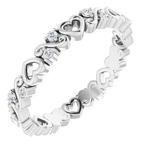 14K White 1/8 CTW Heart Diamond Eternity Band Size 6-124085:616:P-ST-WBC