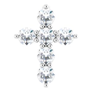Platinum 10.2x7.9 mm 1/4 CTW Diamond Cross Pendant -R42359:629:P-ST-WBC