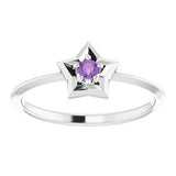 14K White 3 mm Round February Youth Star Birthstone Ring-653419:605:P-ST-WBC