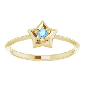 14K Yellow 3 mm Round March Youth Star Birthstone Ring-653419:607:P-ST-WBC