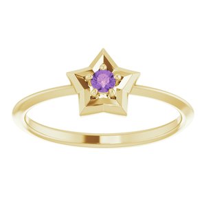 14K Yellow 3 mm Round February Youth Star Birthstone Ring-653419:604:P-ST-WBC